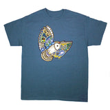Youth Medium Earth Art Barn Owl Indigo T-Shirt