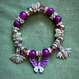 Butterfly Bees Bead & Charm String Bracelet