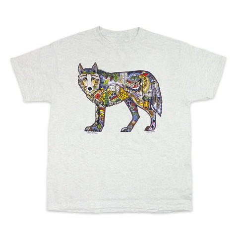 Youth Medium Earth Art Wolf Ash T-Shirt