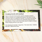 Smudge Set - Amethyst Smudge Bundle -Palo Santo-Selenite
