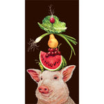 Lulu and Her Lunch Card- Pig Wearing Fruit & Veggies as a Hat