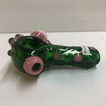 4" Green Handpipe with Pink Spots & Reduction Marble