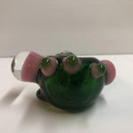 4" Green Handpipe with Pink Spots & Reduction Marble