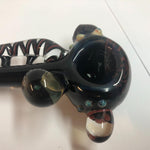 6.75" Black Handpipe with Red Wig Wag Front, Reduction Marble & Opal