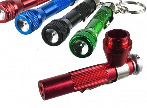3.5" Flashlight Pipe on Keychain-Red or Brass Color