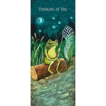 Thinking Of You Frog Card- (Frog Sitting on a Log, Holding a Net and Fireflies in the Moonlight)