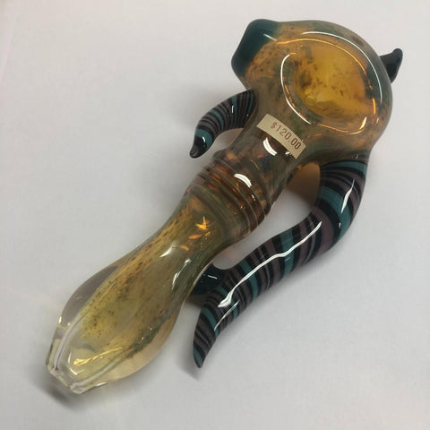6.5" Triple Horn Handpipe with Teal Carb