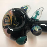 5.5" Black Handpipe with Multiple Marbles & Pink/Blue Wig Wag Front by Zach U-Shüd