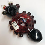 6" Black and Red "Donut" with Marbles, Millies, & Knobs