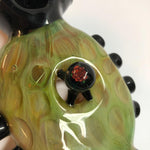 6.5" Black and Lime "Donut" with Marbles, Millies, & Knobs