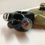 6.5" Black and Lime "Donut" with Marbles, Millies, & Knobs