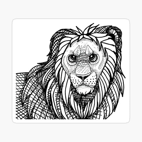 2.75x3.25" Kind-Eyed Lion Square Sticker