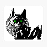 2.75x3" Sly Green-Eyed Feline Square Sticker