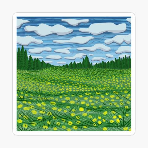 2.75x2.75" Dandelion Field Square Sticker